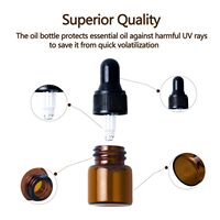 Flacons compte-gouttes en verre ambré pour huiles essentielles 1ml/2ml/3ml/5ml, mini flacons transparents pour parfum, échantillons cosmétiques avec bouchon doré