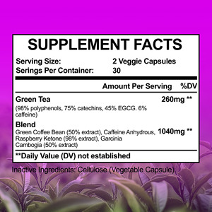 OEM ODM Factory Direct Fat Burner Green Tea Extract Capsules with Green Tea Promotes Clarity and Immune Support Energy Capsules - Product Image 2