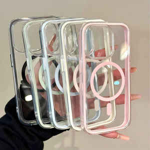 Coque de téléphone magnétique transparente trois-en-un, colorée, antichoc et intégrale, compatible avec les iPhone 16/15 Pro Max. - Product Image 1