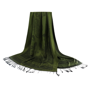 Wholesale Jacquard <strong>Paisley</strong> Jacquard <strong>Pashmina</strong> <strong>Scarf</strong> Women's Shawl with Tassels for Spring - Product Image 4