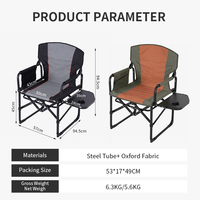 Chaise de Réalisateur Pliante Portable avec Table Latérale et Porte-Gobelet, Chaise de Camping Robuste pour Pêche et Pique-Nique en Extérieur