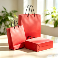 Sac en papier personnalisé avec logo, élégant et réutilisable, sac cadeau et pour vêtements de luxe dégradé rouge pour boutique de Noël