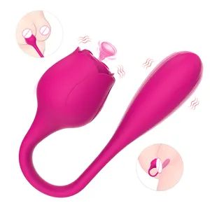 Ylove Rose Sex Toys Vente Chaude Double Canal Vibrant Sucer Vibrateur pour Femmes Masturbation Vagin Chatte Anal Stimulateur