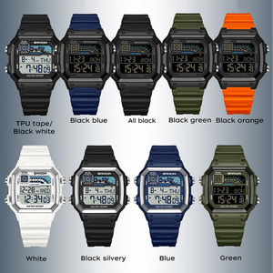 SANDA 6196 Montre numérique multifonctionnelle tendance et élégante pour étudiants, étanche, lumineuse, avec compte à rebours et alarme - Product Image 3