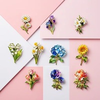Emaille-Blumenbrosche aus Zinklegierung: Gänseblümchen, Iris, Lilie, Maiglöckchen, Narzisse, Hortensie, Sonnenblume, Tulpe, Anemone, Pfingstrose – Reversnadel