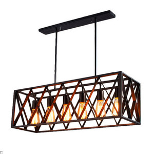 Rectangular Stainless Steel Gold Body Pendant <b>Light</b> E26 LED Bulbs 3500K Warm White Adjustable Height Living Room <b>Chandelier</b> - Product Image 3