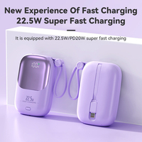 22.5W charge ultra-rapide Portable LED écran d'affichage électrolytique câble de charge intégré conception de lanière batterie externe li-polymère