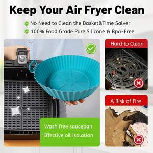 Lot d'accessoires réutilisables pour friteuse à air, 70g, 8 pouces (16 cm), double panier, doublures en silicone pour friteuses à air - Product Image 3