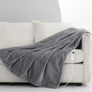 Electric Heated Blanket Flannel Sherpa Fast Heating 120x160cm with 10 Heat Settings & Timer, Machine Washable Throw Blanket