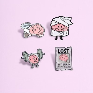Broche amusante en alliage de zinc, motif cerveau de dessin animé mignon, pour bandages de musculation, avis de personne manquante, rêveuse, réfléchissante, amusante - Product Image 1