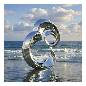 Escultura de Acero Inoxidable Pulido con Acabado Espejo <span class=keywords><strong>Dorado</strong></span>, Arte Abstracto Moderno para Decoración de Hoteles y Plazas de Lujo - Product Image 5