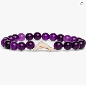 Pulseras de Piedras Naturales Resoul con Dije de Delfín, Pulsera de Gemas de Lava Curativas, Joyería de Verano para Parejas, Playa - Product Image 4