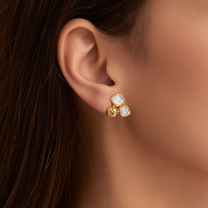 Fashion <b>Stud</b> <b>Earrings</b> 316L Stainless Steel PVD Gold Plating Clear <b>Crystal</b> Stone Design For Women Jewelry - Product Image 3