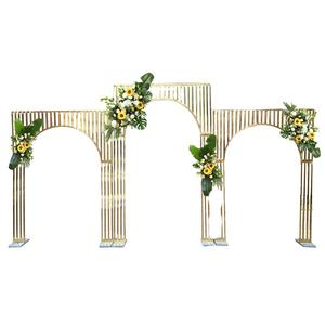 Golden metal <b>frame</b> floral background stand iron material movable party stage decoration background wedding <b>arch</b> supplies - Product Image 2