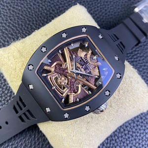 Reloj mecánico automático de lujo para hombre, caja de cerámica negra en forma de barril, correa de caucho estilo guerrero - Product Image 3