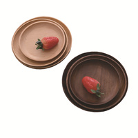 Houten dienblad Zwart Walnoot Rond dienblad Massief houten ontbijt dienblad Dim Sum fruit dienblad Gedroogd fruit Snack houten bord