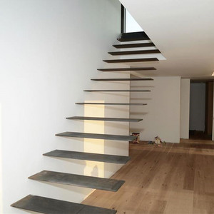 <span class=keywords><strong>Escalera</strong></span> de techo con barandilla de rodadura de acero al carbono Apartamento interior moderno <span class=keywords><strong>Madera</strong></span> maciza/<span class=keywords><strong>roble</strong></span>/vidrio templado laminado/Metal de por vida - Product Image 2