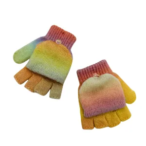 Wholesale Kids Flip Knitted Winter Keep Warm Fingerless Flap Mittens