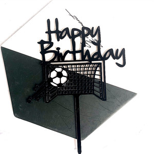 MOYI OEM Decorazione per Torta di Compleanno a Doppio Strato in Acrilico a Forma di Pallone da Calcio per Uomo, Decorazione per Festa di Buon Compleanno con Marcatura Laser - Product Image 2