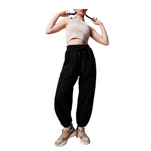 Pantalon de jogging sport personnalisé pour femme avec cordon de serrage, taille haute, coupe ample, poches – Pantalon de survêtement extensible en gros - Product Image 5