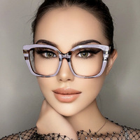 Mode européenne Nouveau Anti-Lumière Bleue Arc-en-ciel Carré Plat Miroir Grand Cadre INS Paquet Lunettes PC Matériel Optique Lunettes