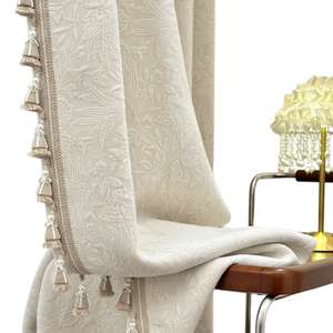 Rèm cửa chắn sáng chất lượng cao phong cách Pháp, họa tiết hoa jacquard, chất liệu polyester 100%, giảm tiếng ồn, may đo theo kích thước. - Product Image 1
