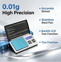 500g/0.01g Digital Pocket Scale Stainless Steel Mini Electronic Jewelry Gold Diamond Balance with LCD