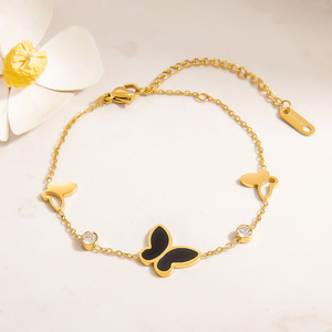 Butterfly Charm <b>Bracelet</b> Gold Plated Zinc Alloy With <b>Red</b> Enamel And Crystal For Women Gift Jewelry - Product Image 2