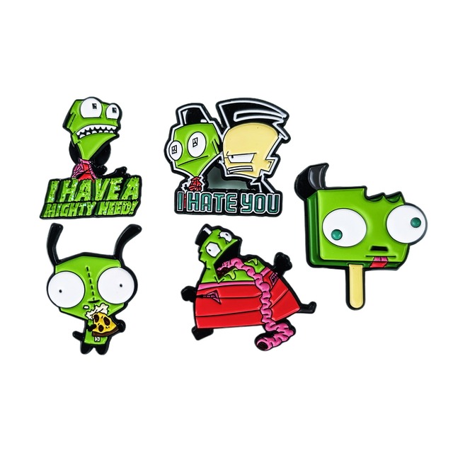 Cartoon Funny I Hate You Green Plant Brooch Cute Kids Game Souvenir Enamel Lapel Pin