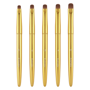 Ensemble de 5 pinceaux à ongles en gel avec manche doré, poils en nylon, pour manucure française et extension d'ongles - Product Image 2