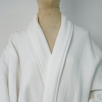 Peignoir en tissu gaufré personnalisé avec logo, noir, unisexe, taille unique, pour hôtel, spa, sauna, doux, confortable, absorbant, séchage rapide, lavable en machine