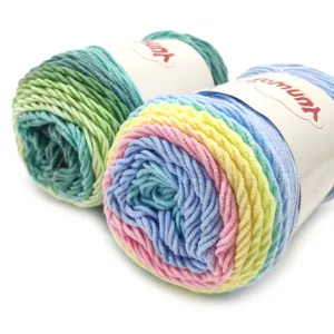 Linda natural arco-íris bolo fio de algodão misturado fios para crochê e mão tricô para travesseiro de cachecol