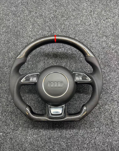 Convient pour Audi TT TTS TTRS R8 V8 V10 Volant en fibre de carbone à fond plat Volant de voiture en cuir pour usage <span class=keywords><strong>automobile</strong></span> - Product Image 2