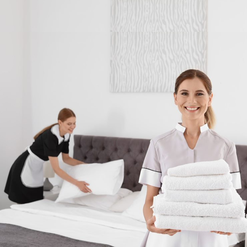 Halbe Ärmel Damen Custom ized Hotel Staff Housekeeping Uniform Dienst mädchen Uniformen für Damen Housekeeping