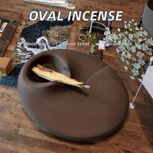 Porte-encens ovale personnalisé, bâtonnets de Palo Santo, parfum aromatique de bois de santal, plaque en béton ciment artisanale, diffuseur - Product Image 2