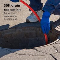 Kit professionnel de 14 pièces pour déboucheur de canalisations de 9 m (30 pieds) avec déboucheur à vis et grattoir, et mât de nettoyage de 9 m avec mallette de transport