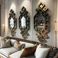 Ensemble de 3 miroirs muraux modernes en bois avec cadre scintillant décor de salon miroir argenté maison hôtel location noël vacances décor miroirs