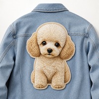 Patch thermocollant personnalisé en tissu chenille 3D brodé motif Caniche pour blazer, chapeau et sacs - Motifs floraux/cœurs et alphabets