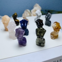 Großhandel Kristall-Damenkörper-Skulptur Natürliche Mineralische Mini-Göttin aus Rosenquarz-Schnitzerei für Dekoration und Geschenke