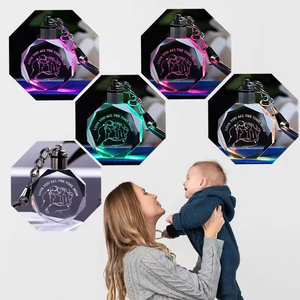 Honor của pha lê tùy chỉnh 3D khắc Laser Led vòng tròn hình K9 pha lê thủy tinh móc chìa khóa với 7 màu sắc thay đổi đèn - Product Image 5