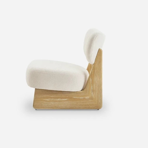 Fauteuil simple en bois massif, forme ovale, pieds en caoutchouc noir, style moderne minimaliste pour salon - Product Image 5