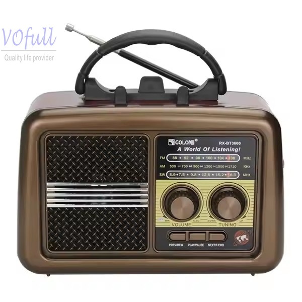 Vofull Handheld Radio Multi Band Radio Portable 110v/220v Double Voltage Ac Retro FM AM Radio