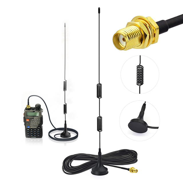 Walkie Talkie Magnetic Base Suction Cup Antenna for Handheld & Mobile Radio 8dBi VHF UHF Antena SMA Female Antenne Accessories