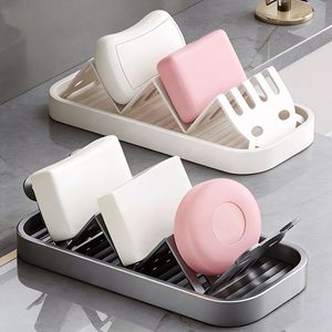 Kaiwang Stainless Steel W-Shaped Soap Dish Rectangular Self Drain Bathroom Soap Holder Organizer Deck Mount - Product Image 1