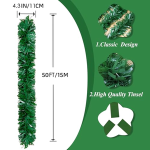 Guirlande de Noël en PVC vert de 270 cm, utilisation en intérieur, décoration de fête de Noël - Product Image 5
