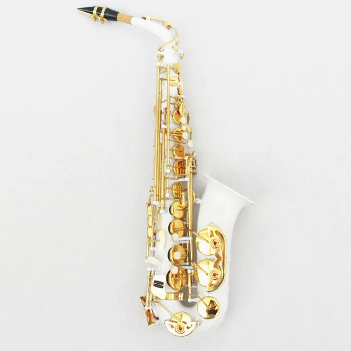 จัดส่งที่รวดเร็ว Eb โทนมืออาชีพสีขาวร่างกายโกลเด้นคีย์ Alto Sax