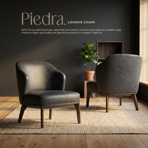 Modern Durable Manual Lounge Chair Upholstered Accent Armchair Faux Leather Foam Filled Seat Wooden Legs Living Home Furniture - Product Image 2