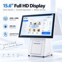 Terminal de point de vente Android 15,6 pouces à double écran RK3576 8 Go 64 Go avec imprimante thermique 80 mm pour système de caisse de supermarché et de restaurant