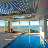 Kits de système de toit à persiennes étanche Gazebo extérieur Jardin Pergola en aluminium bioclimatique PVC aluminium personnalisé 10 ans MDF