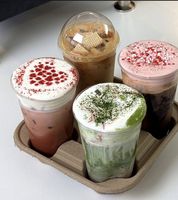 Gobelets en plastique transparent personnalisés ODM en gros pour le café, gobelets froids pour animaux de compagnie avec couvercle en dôme, gobelets à usage unique de 16 oz pour emporter